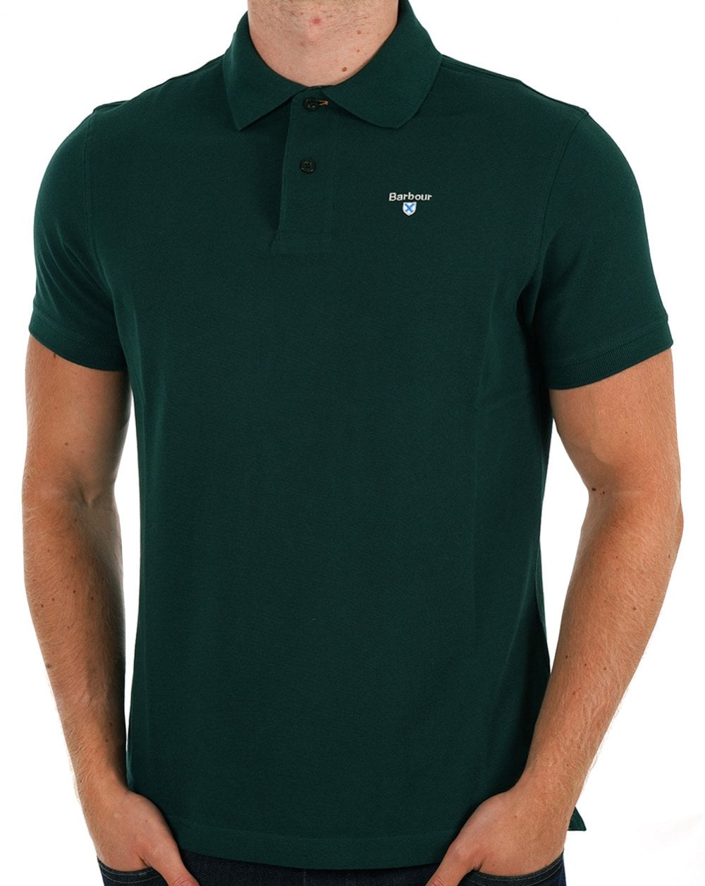 Barbour Tartan Piqué Poloshirt Seegras