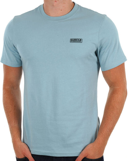 Barbour International – T-Shirt mit kleinem Logo in Betonblau