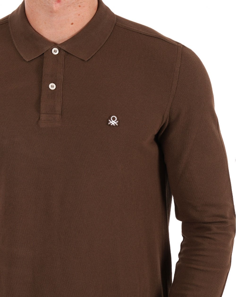 Benetton Langarm-Poloshirt Braun