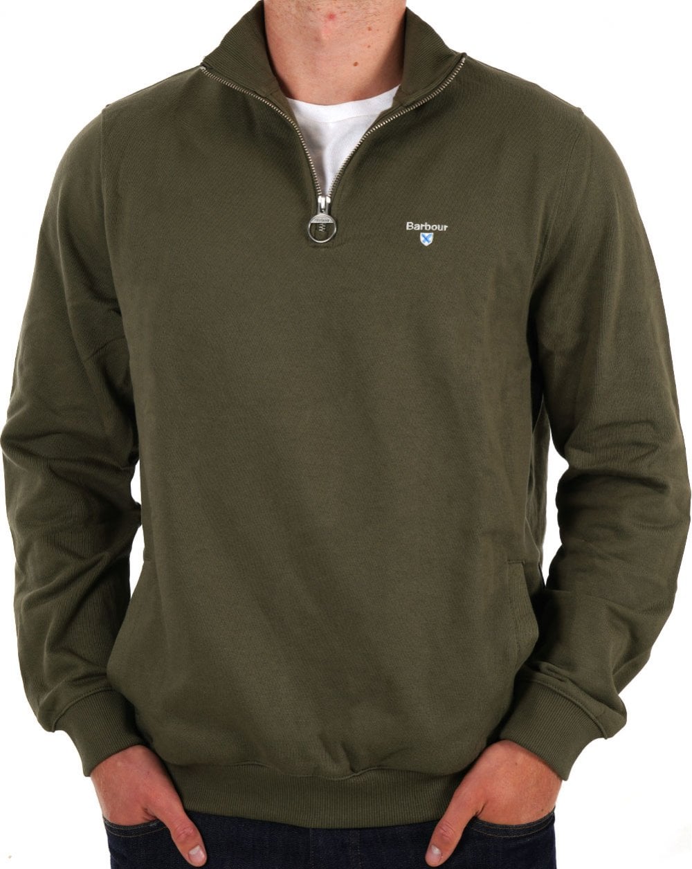 Barbour Beckhill Sweatshirt mit halbem Reißverschluss in Mitteloliv