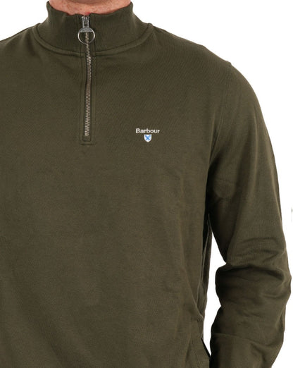 Barbour Beckhill Sweatshirt mit halbem Reißverschluss in Mitteloliv