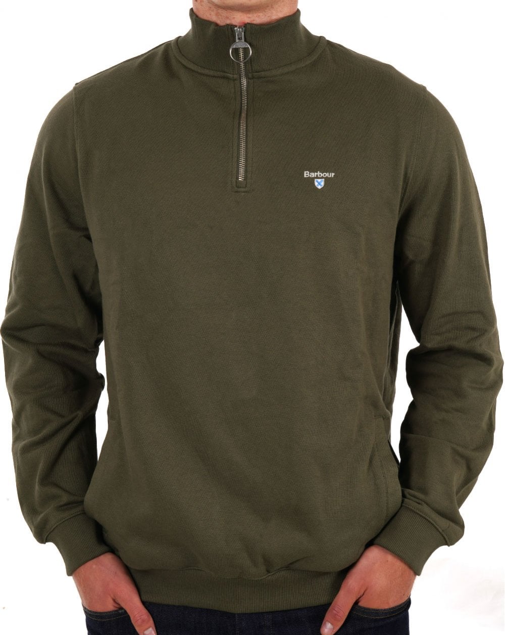 Barbour Beckhill Sweatshirt mit halbem Reißverschluss in Mitteloliv