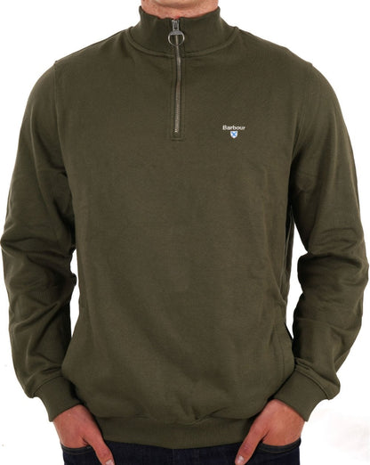 Barbour Beckhill Sweatshirt mit halbem Reißverschluss in Mitteloliv