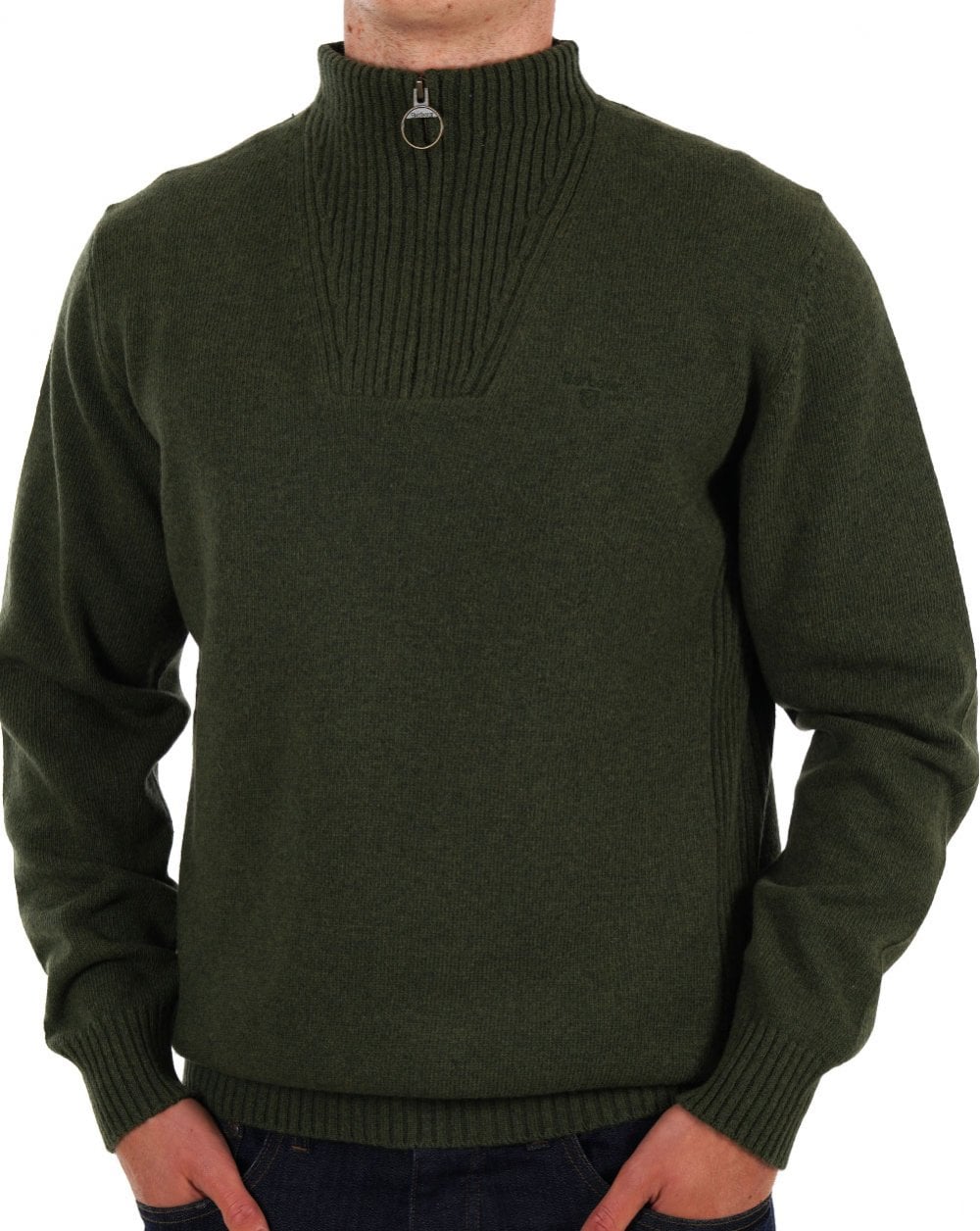 Barbour Lambswool Half Zip Mid Olive