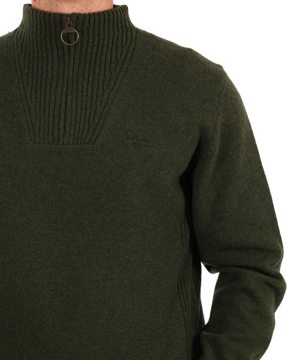 Barbour Lambswool Half Zip Mid Olive
