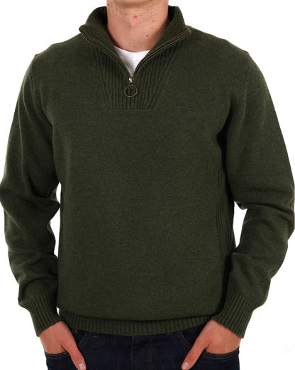 Barbour Lammwolle Half Zip Mittel Oliv