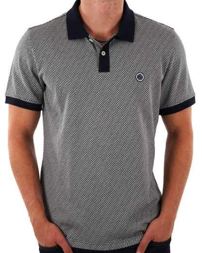 Pretty Green – Travis – Jacquard-Poloshirt in Marineblau