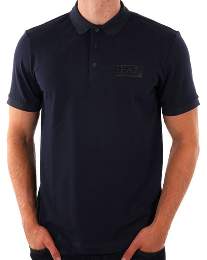 EA7 – Poloshirt mit Logo-Patch, Marineblau