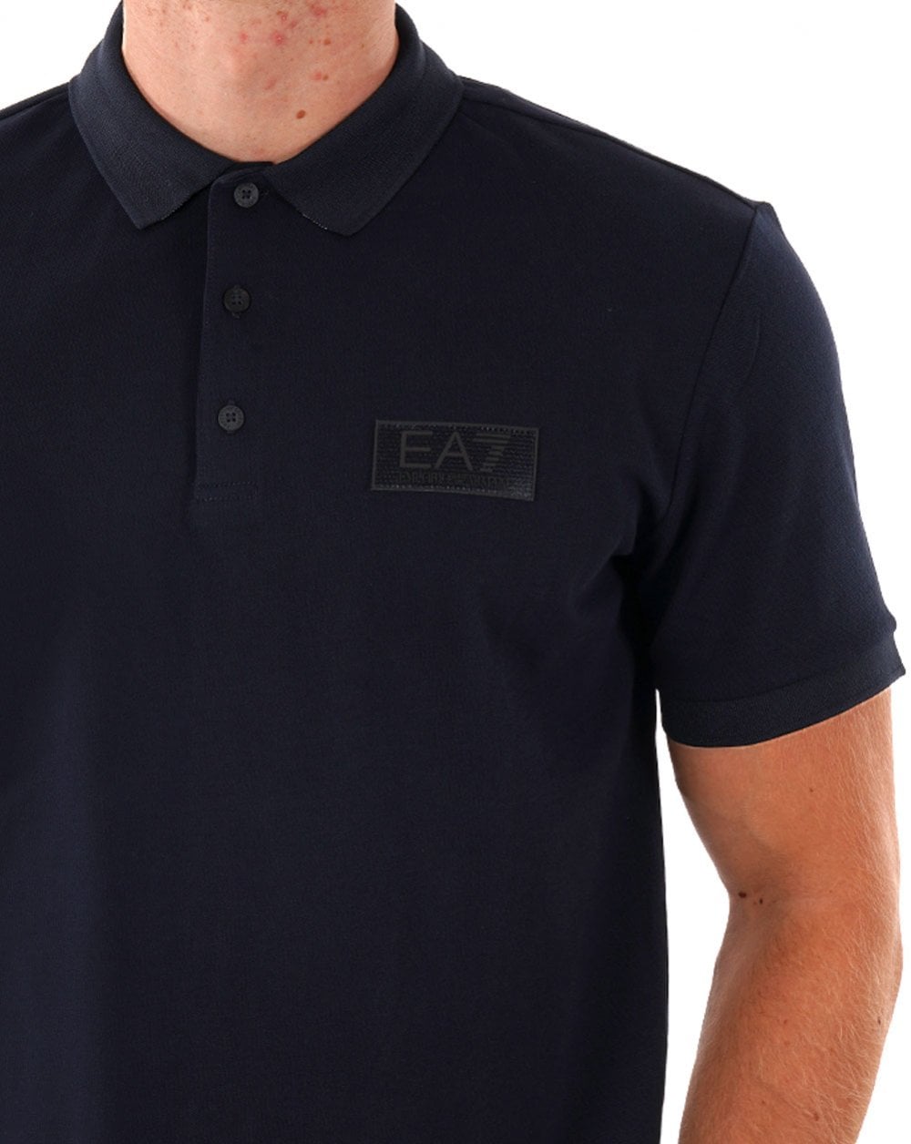 EA7 – Poloshirt mit Logo-Patch, Marineblau