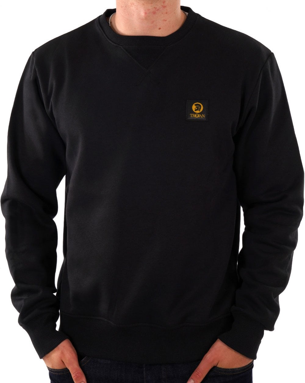 Trojan Sweatshirt mit Rundhalsausschnitt, Schwarz