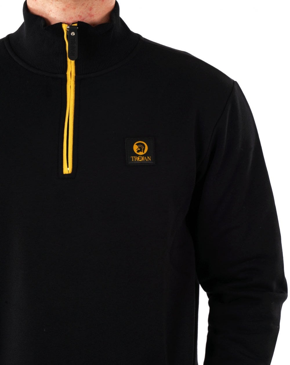 Trojan Sweatshirt mit halbem Reißverschluss, Schwarz