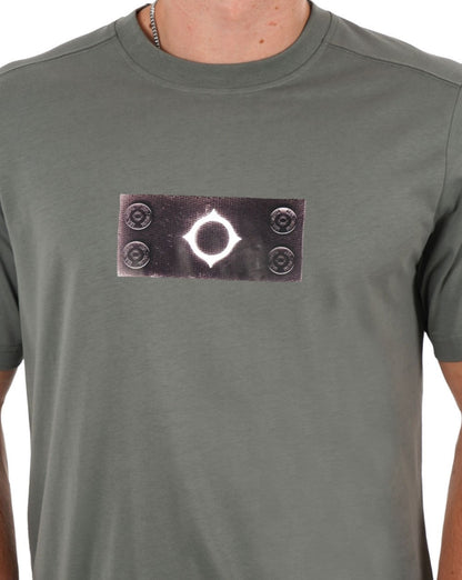 MA.STRUM T-Shirt mit Trompe L'oeil-Abzeichen Sedona Grey