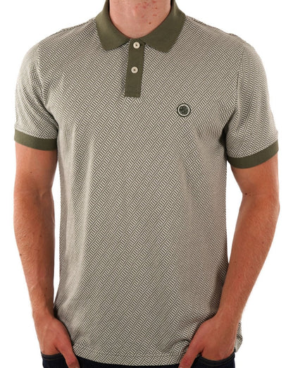 Pretty Green Travis Jacquard-Poloshirt Khakigrün