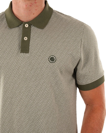 Pretty Green Travis Jacquard-Poloshirt Khakigrün