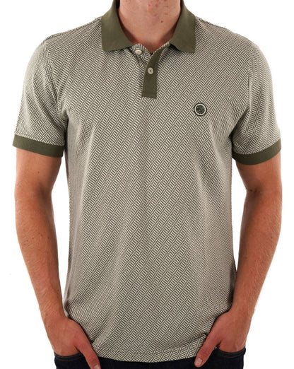 Pretty Green Travis Jacquard-Poloshirt Khakigrün