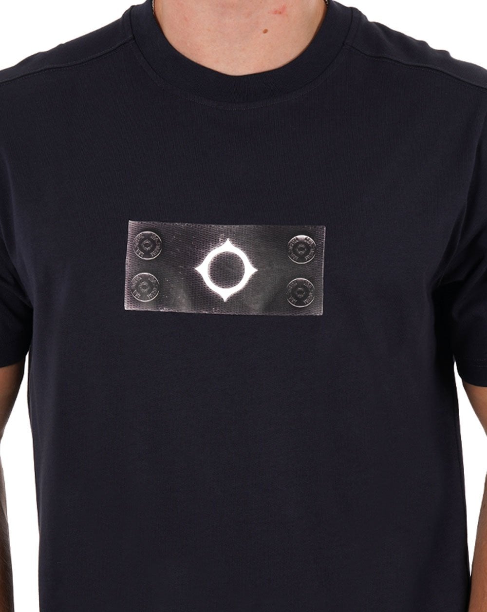 MA.STRUM Trompe L'oeil Badge T-Shirt Tintenblau