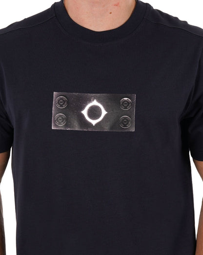 MA.STRUM Trompe L'oeil Badge T-Shirt Tintenblau
