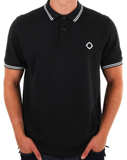 MA.STRUM Poloshirt mit Doppelstreifen Schwarz