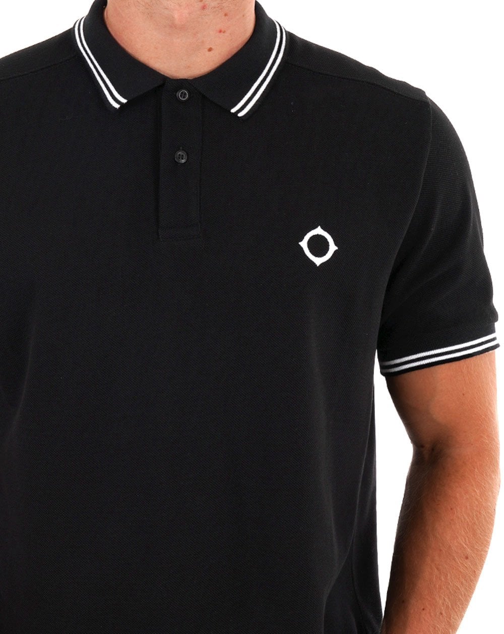 MA.STRUM Poloshirt mit Doppelstreifen Schwarz