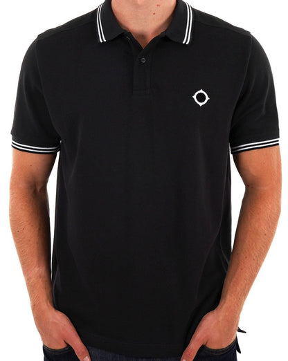 MA.STRUM Poloshirt mit Doppelstreifen Schwarz