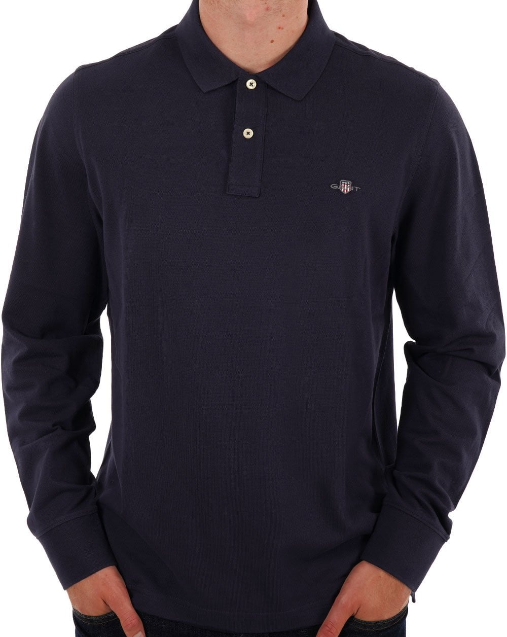Gant Shield LS Pique Polo Marineblau