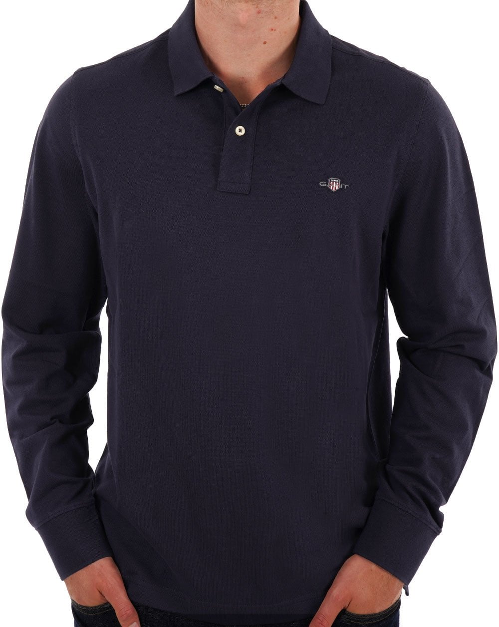 Gant Shield LS Pique Polo Marineblau