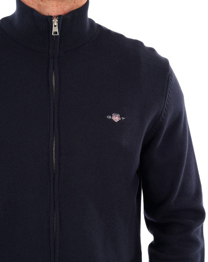 Gant Baumwoll-Cardigan mit Reißverschluss, Marineblau