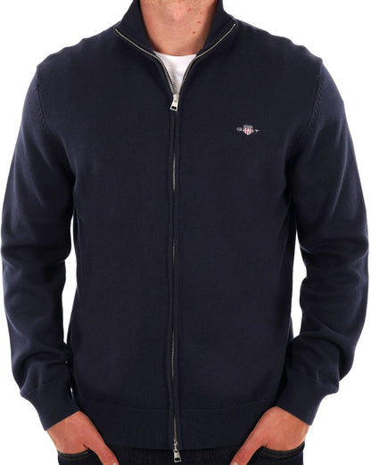 Gant Baumwoll-Cardigan mit Reißverschluss, Marineblau