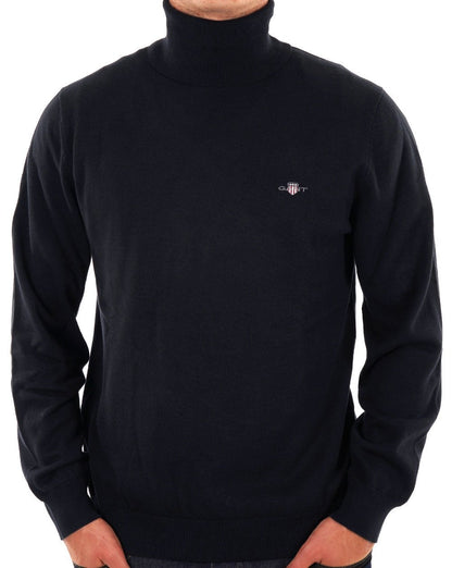 Gant Rollkragenpullover aus Baumwolle mit Zopfmuster, Marineblau