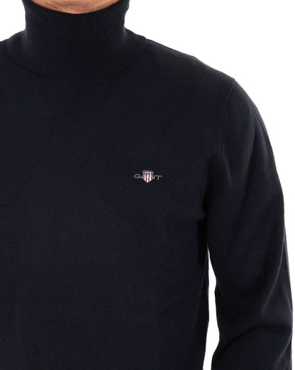 Gant Rollkragenpullover aus Baumwolle mit Zopfmuster, Marineblau