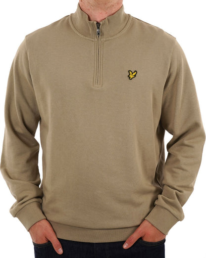 Lyle &amp; Scott – Sweatshirt mit 1/4-Reißverschluss in Stein