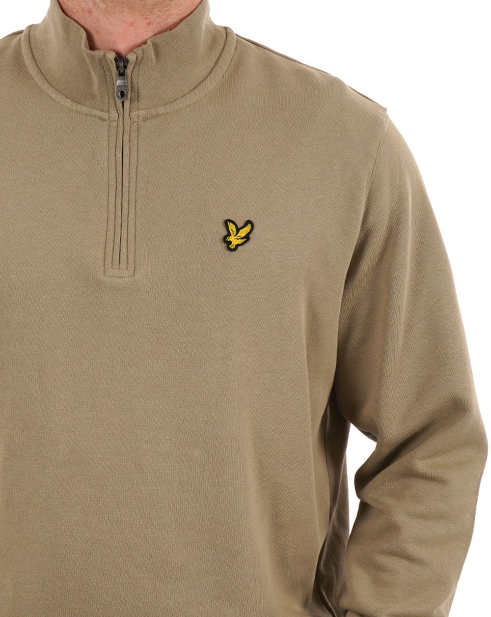 Lyle &amp; Scott – Sweatshirt mit 1/4-Reißverschluss in Stein