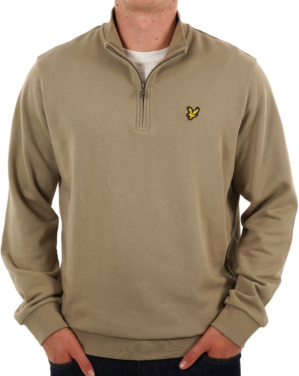 Lyle &amp; Scott – Sweatshirt mit 1/4-Reißverschluss in Stein