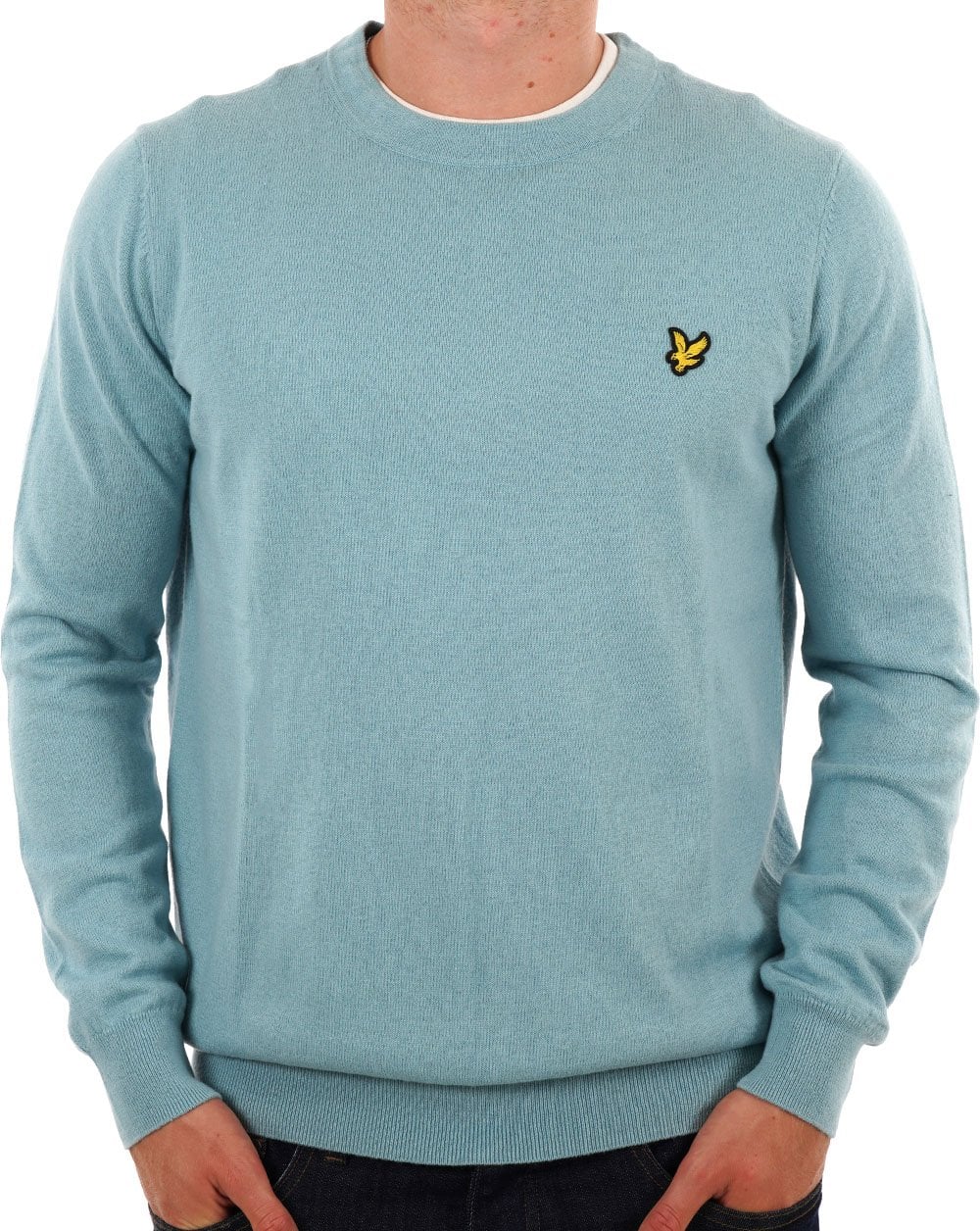 Lyle &amp; Scott – Rundhalspullover aus Baumwoll-Merinowolle in Rauchblau