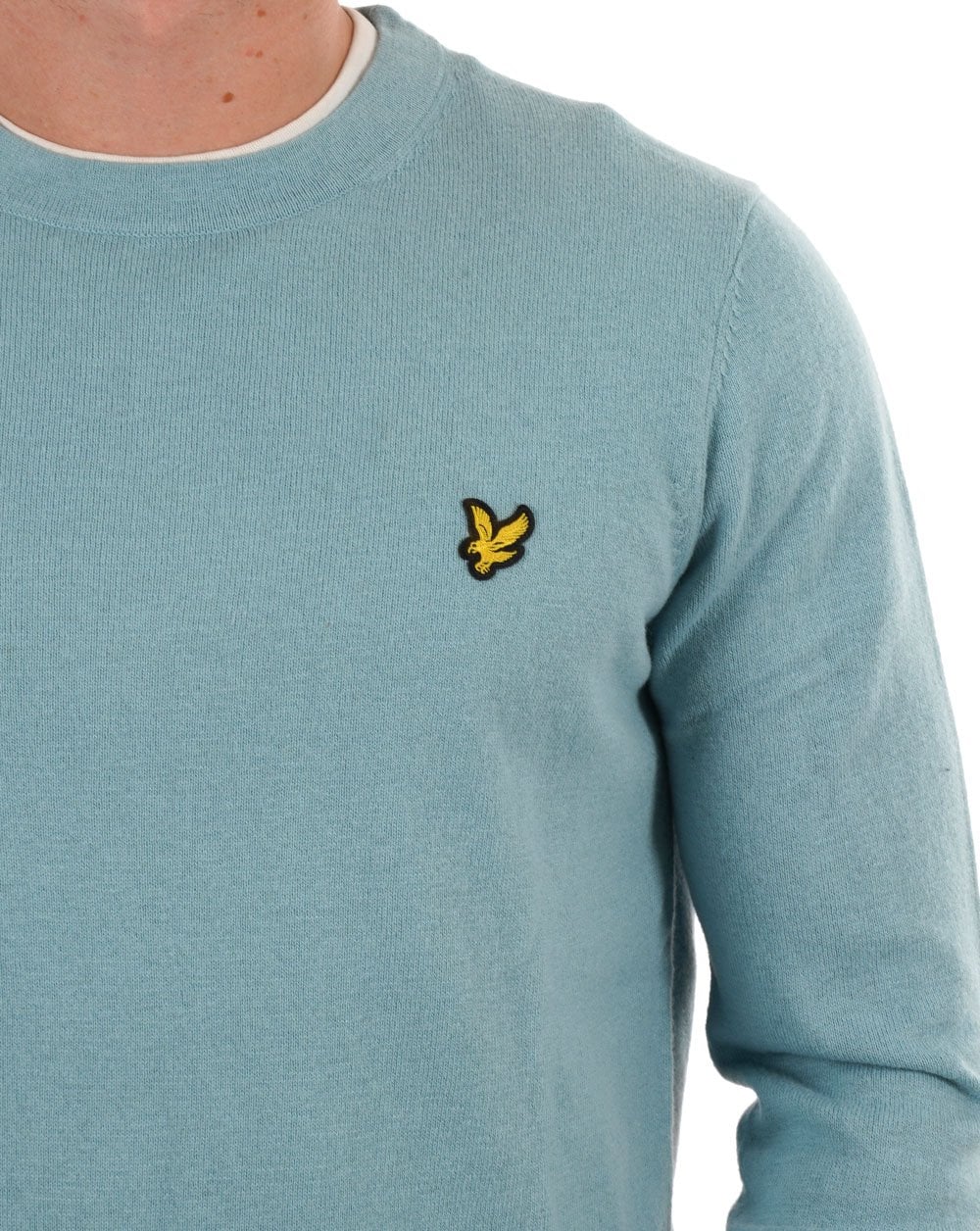 Lyle &amp; Scott – Rundhalspullover aus Baumwoll-Merinowolle in Rauchblau