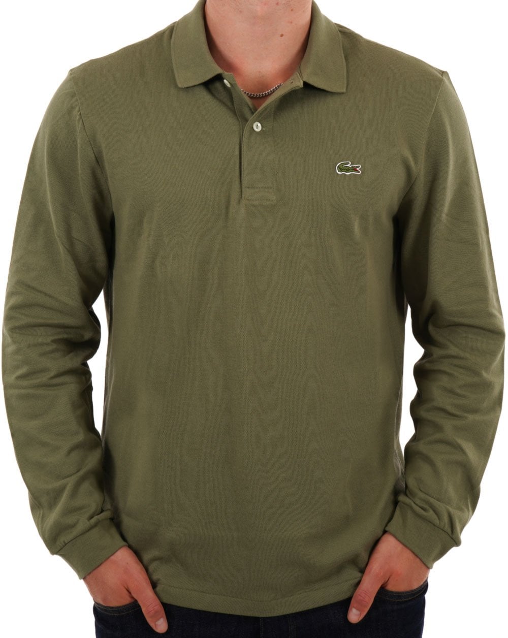 Lacoste Langarm-Poloshirt Khakigrün