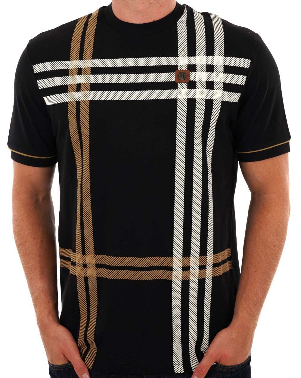 Trojan T-Shirt mit Karo-Print in Schwarz