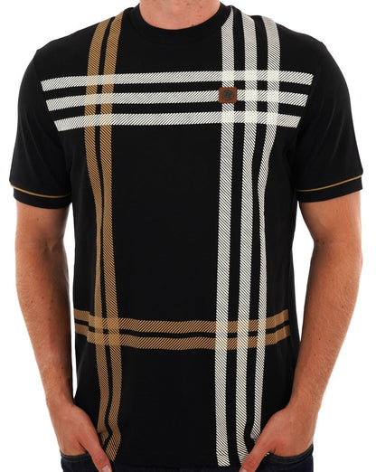 Trojan T-Shirt mit Karo-Print in Schwarz