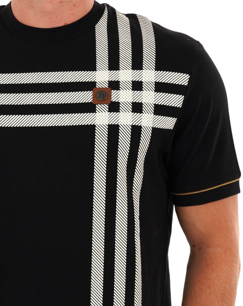 Trojan T-Shirt mit Karo-Print in Schwarz