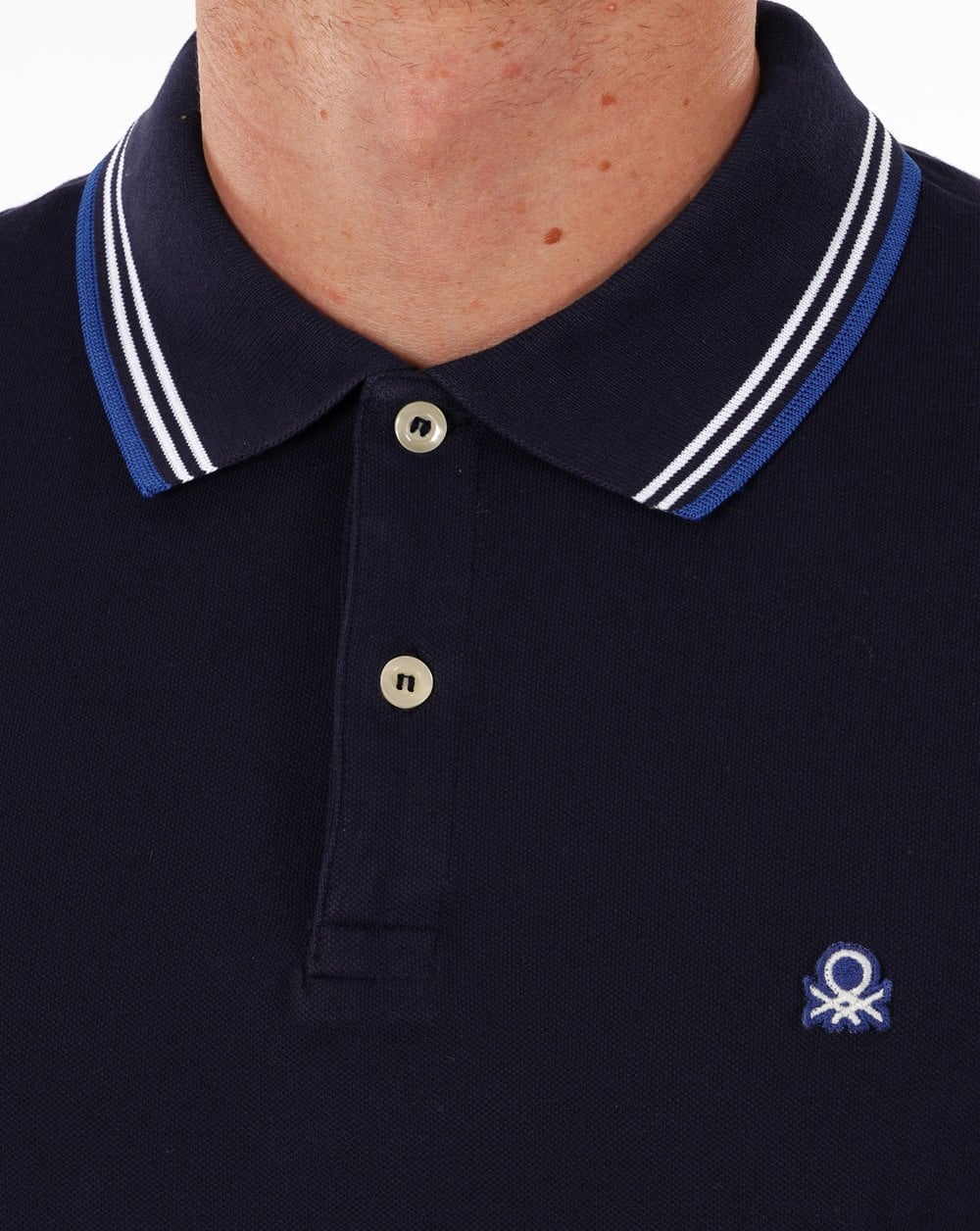 Benetton Poloshirt mit Streifen in Marineblau