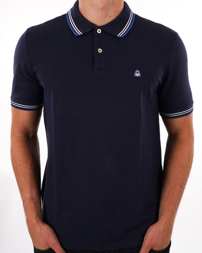 Benetton Poloshirt mit Streifen in Marineblau