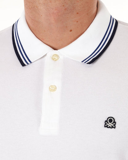 Benetton Poloshirt mit Streifen in Weiß
