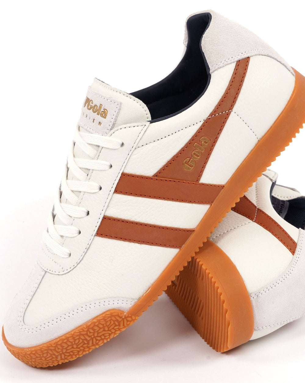 Gola Harrier Ledersneaker Vintage Weiß Orange Marine