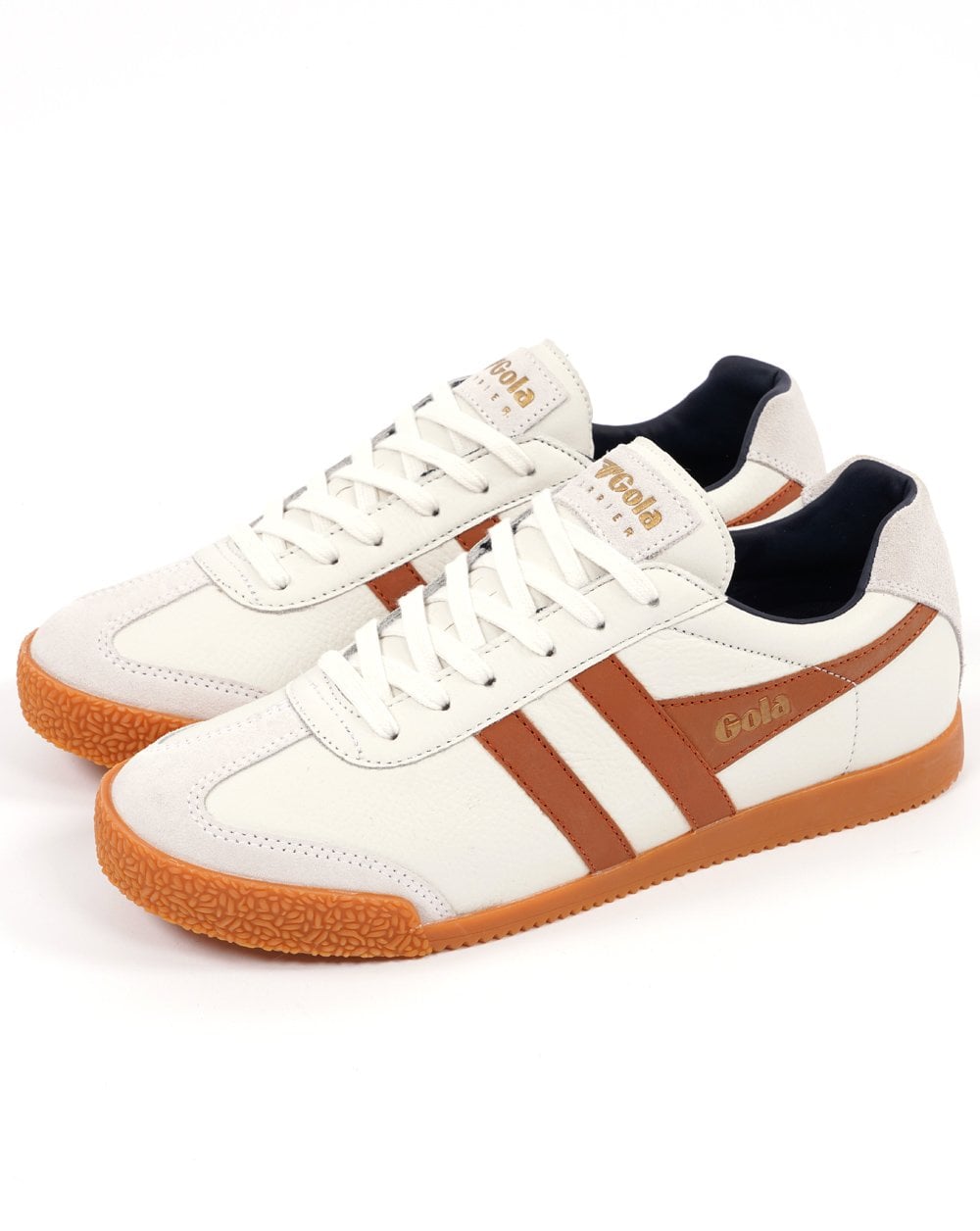 Gola Harrier Ledersneaker Vintage Weiß Orange Marine