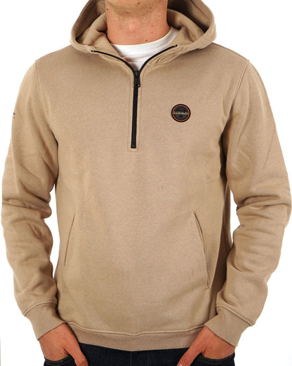Napapijri Badge Half Zip Hoody Beige Rocky