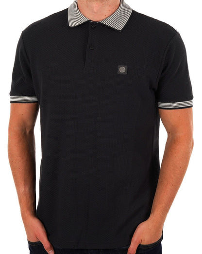 Trojan Poloshirt mit Kontraststruktur in Schwarz