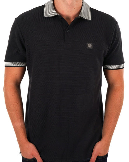 Trojan Poloshirt mit Kontraststruktur in Schwarz