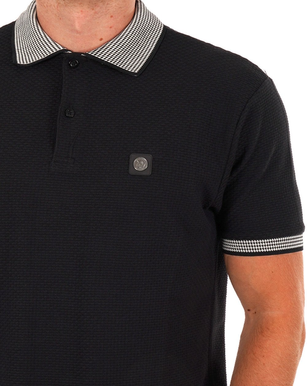Trojan Poloshirt mit Kontraststruktur in Schwarz