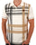 Trojan Check Panel Polo Shirt Ecru/Black