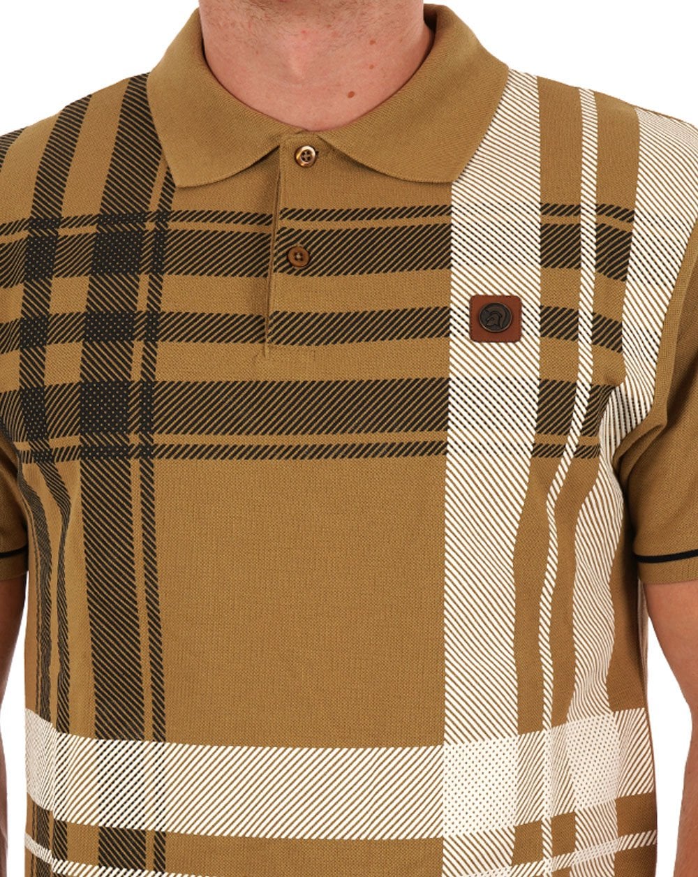 Poloshirt Trojan mit Karomuster in Kamelbraun